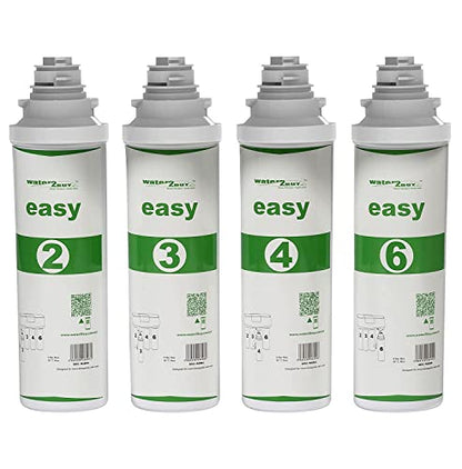 Water2buy W2BERO(Mineral) Juego completo de 4 filtros | Filtros Easy Twist para el sistema de ósmosis inversa W2BERO(Mineral) Easy