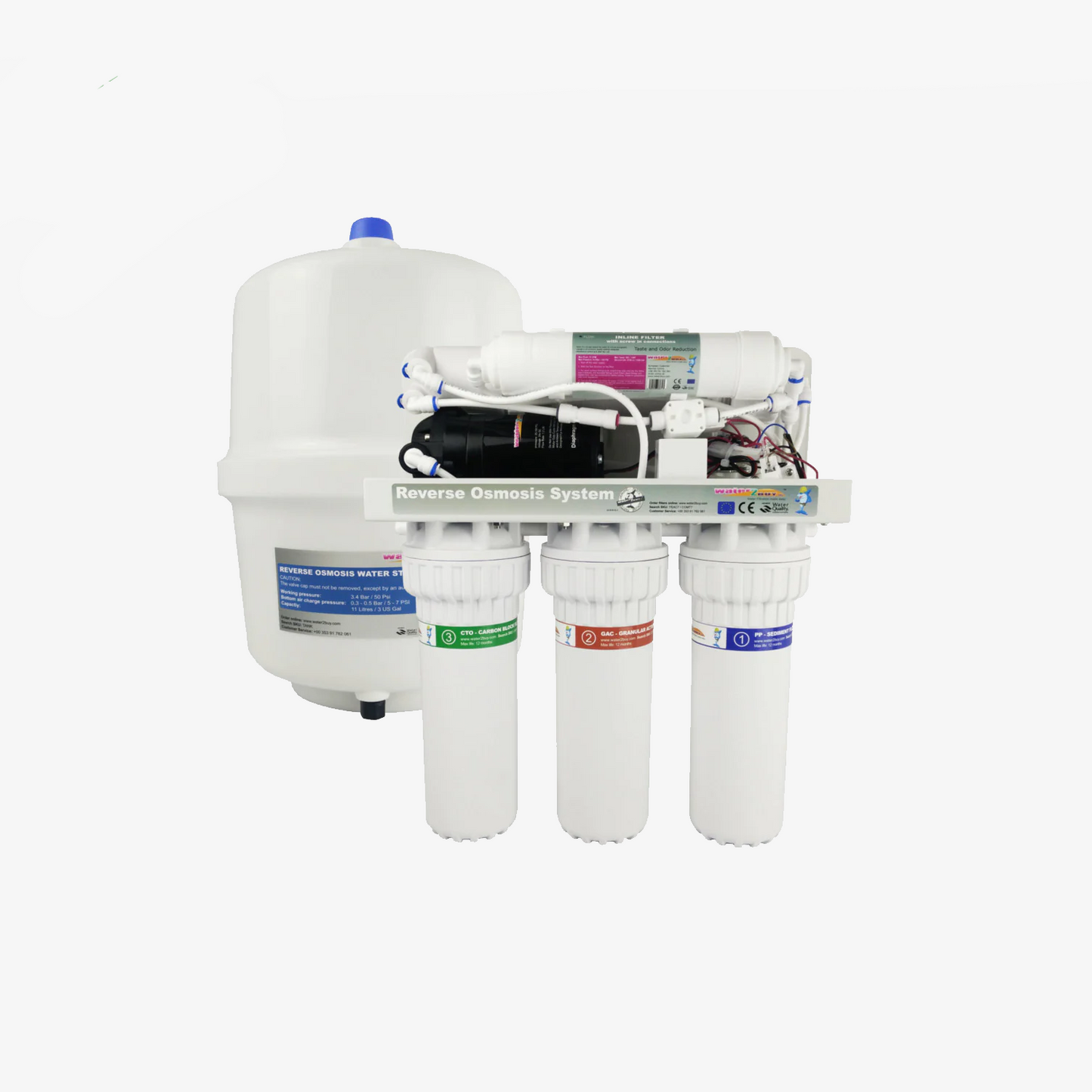 W2Sistema de ósmosis inversa BRO600 | Un sistema de filtro de agua de ósmosis inversa de 5 etapas con bomba