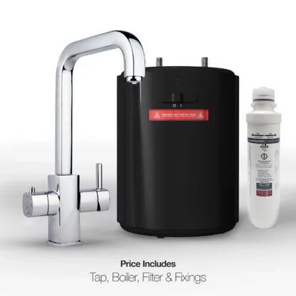 Polierter 3-in-1-Wasserhahn für kochendes Wasser. Inklusive Wasserhahn, Boiler, Filter und Armaturen