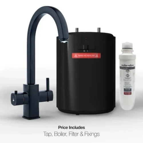 Matt Black 3-in-1 Instant Boiling Water Tap. Includes Tap, Boiler, Filter & Fittings