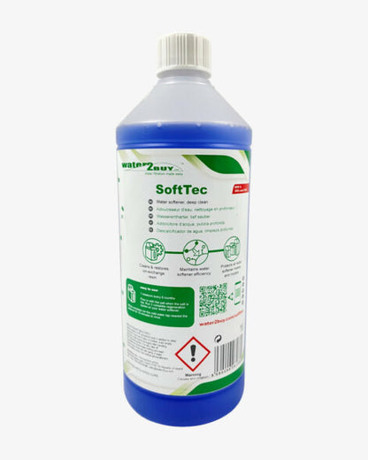 Bottiglia da 1 litro di detergente per resina SoftTec | Detergente per resina per TUTTI gli addolcitori d'acqua