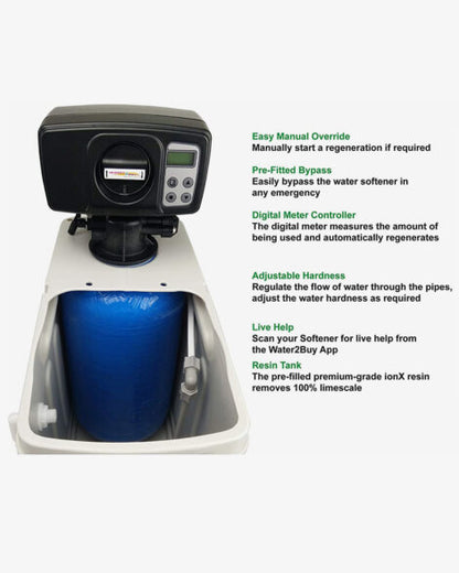 W2B780 Zmiękczacz wody | Wydajny zmiękczacz z cyfrowym licznikiem dla 1-10 osób | W 100% usunięty kamień