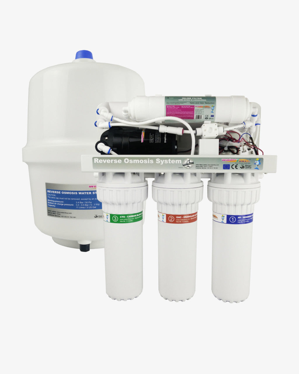 W2BRO600 atvirkštinio osmoso sistema | 5 pakopų atvirkštinio osmoso vandens filtrų sistema su siurbliu