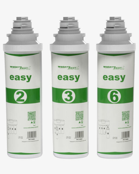 Easy Twist-filtre til W2BERO Mineral Easy omvendt osmosesystem | Årligt 3 filtersæt