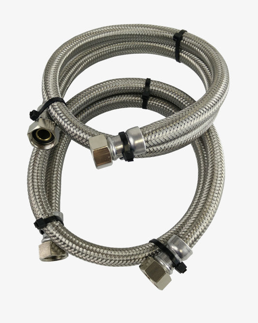Tilkoblingsslanger for vannmykner 3/4" (22 mm) | 2 x flettede slanger i rustfritt stål for tilkobling av vannmykner