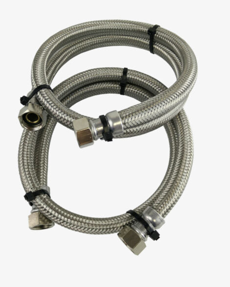 Tilkoblingsslanger for vannmykner 1/2" (15 mm) | 2 x flettede slanger i rustfritt stål for tilkobling av vannmykner