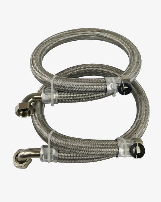 Węże przyłączeniowe zmiękczacza wody 1" (28 mm) | 2 x węże w oplocie ze stali nierdzewnej do podłączenia zmiękczacza wody