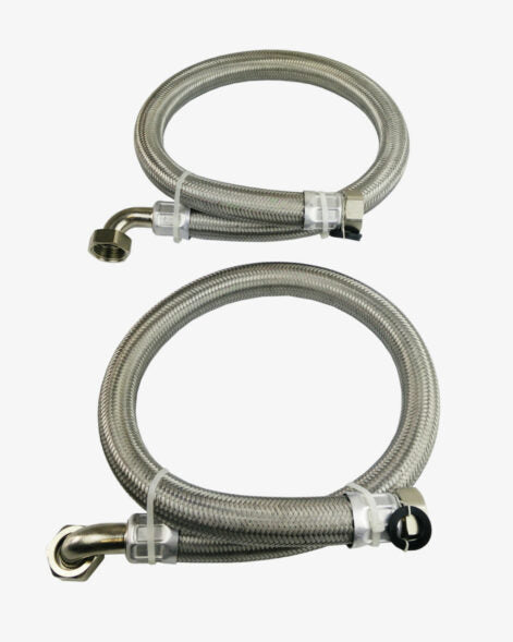 Kit d'installation facile 1” (28mm) | 2 tuyaux tressés en acier inoxydable + tuyau de vidange + tuyau de trop-plein + 2 bandelettes de test de dureté de l'eau